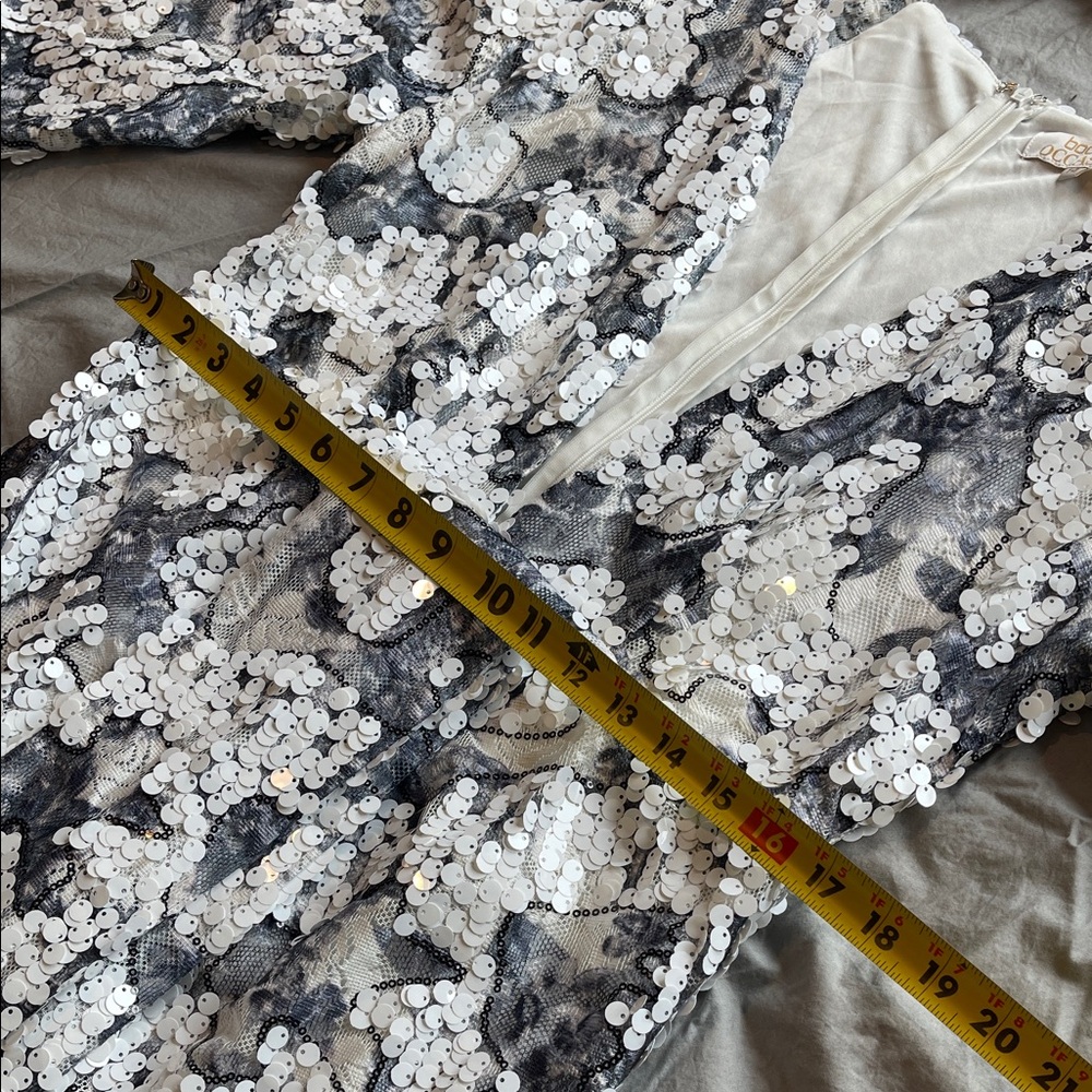 Vegas Baby! Fun Elegant Sequin Party Dress 14 with Deep V and Draped Panels - Picture 12 of 16